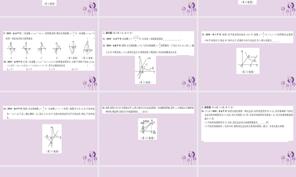 中考数学总复习 阶段测评(3)函数课件