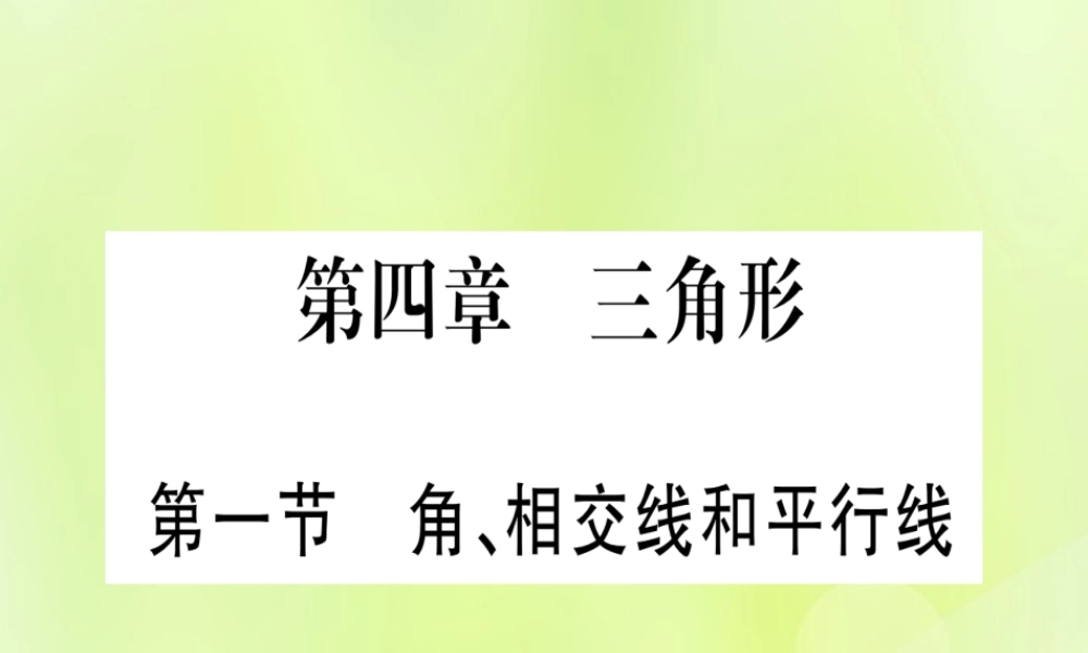(湖北专用版)版中考数学优化复习 第4章 三角形 第1节 角、相交线和平行线实用课件