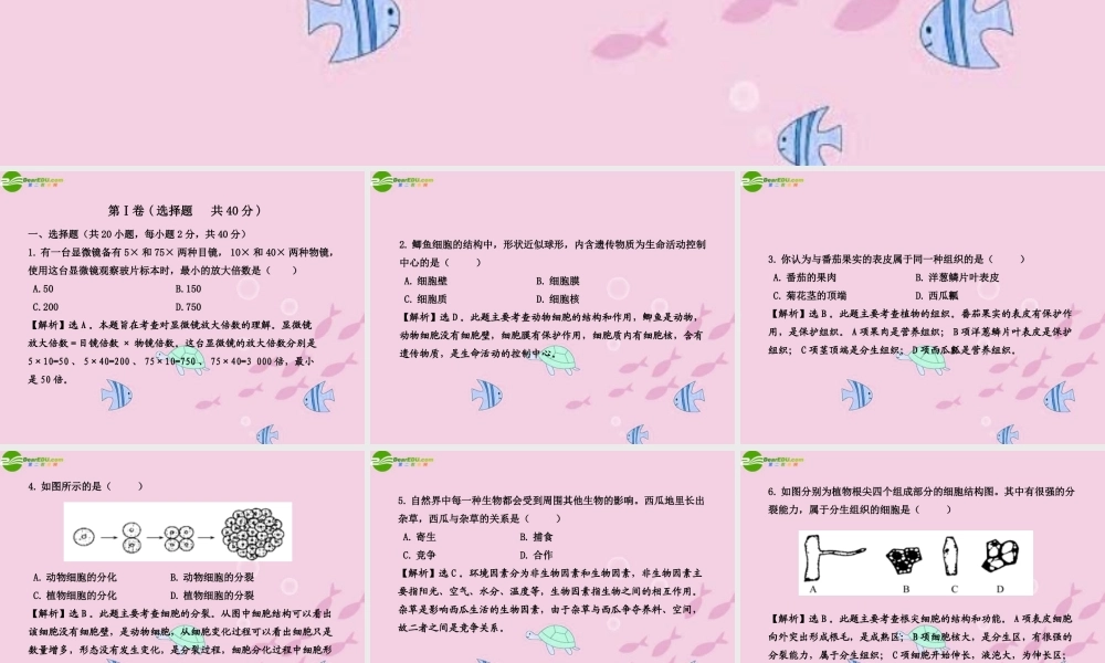 中考生物学业水平考试模拟冲刺一课件