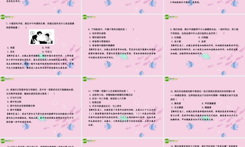 中考生物学业水平考试模拟冲刺一课件