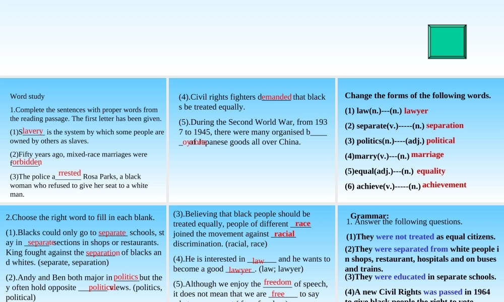 unit14(grammar) 湖北省高二英语下学期Unit14 Freedom fighters全单元课件 人教版 湖北省高二英语下学期Unit14 Freedom fighters全单元课件 人教版