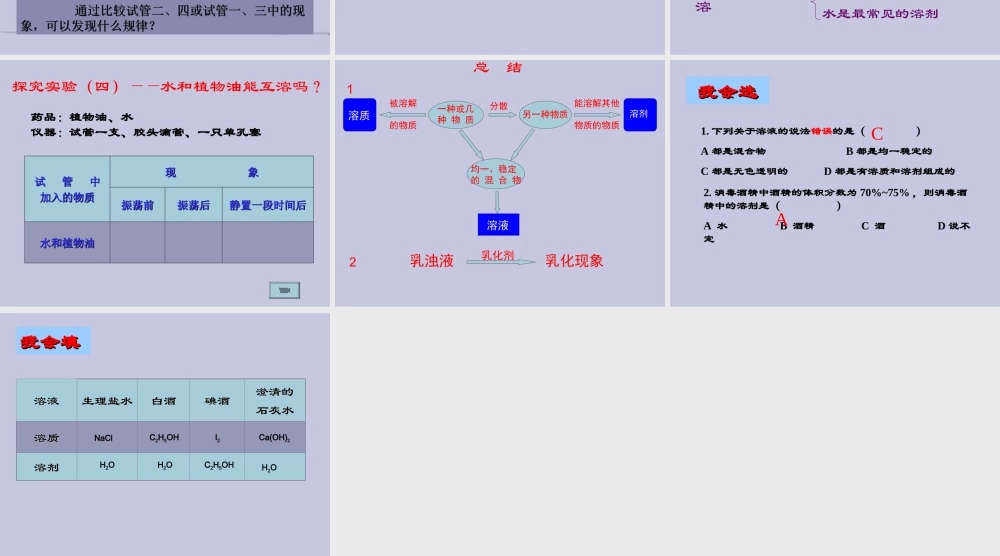 九年级化学下册第九单元课题1 溶液的形成课件人教新课标 课件