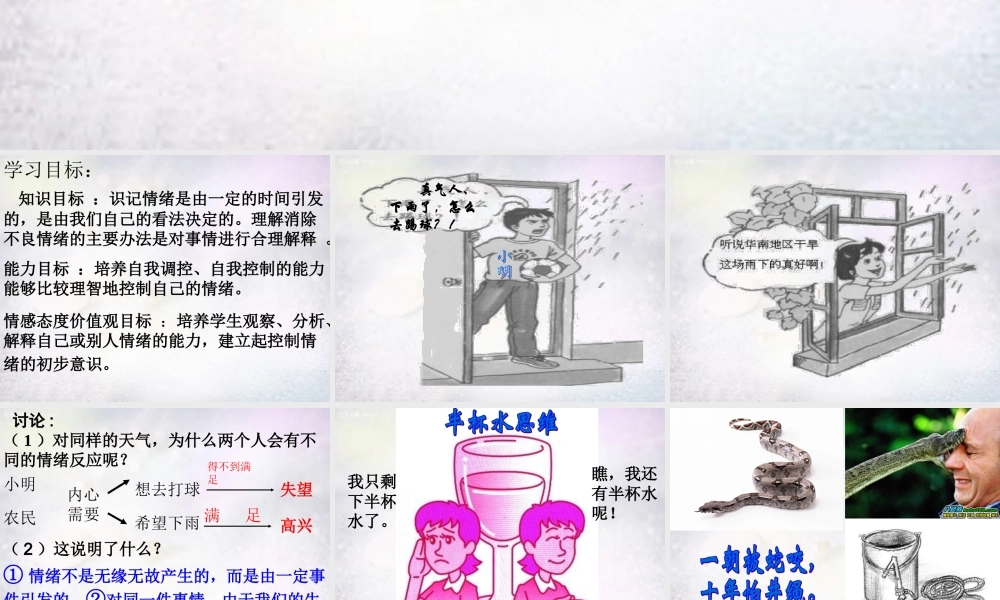 七年级政治下册 1.1 正确解释情绪课件 北师大版 课件