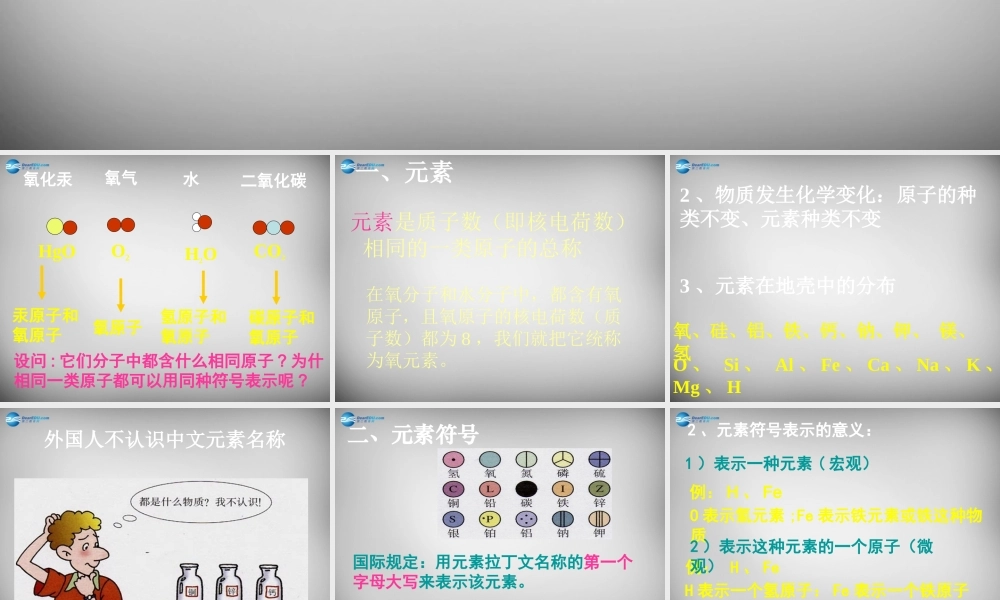 九年级化学上册 33 元素课件 (新版)新人教版 课件