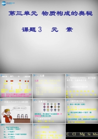 九年级化学上册 33 元素课件 (新版)新人教版 课件