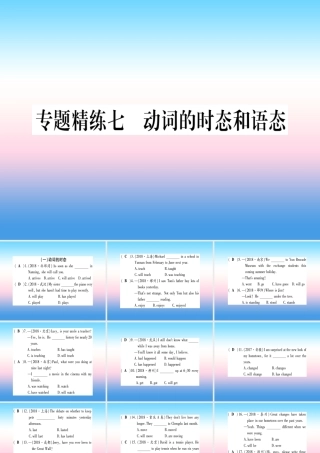 中考英语准点备考 专题精练七 动词的时态和语态课件