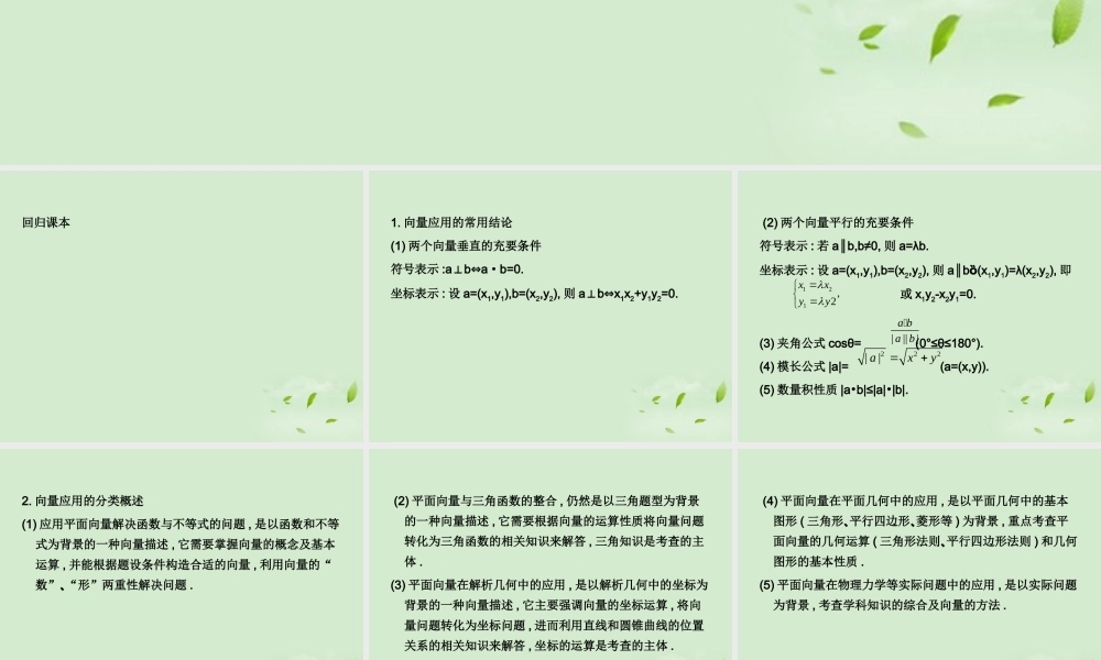 (走向清华北大)高考总复习 平面向量的应用课件