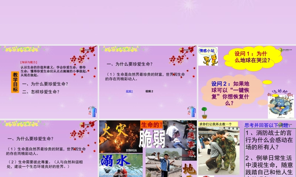 七年级政治上册 第三课珍爱生命课件 新人教版 课件