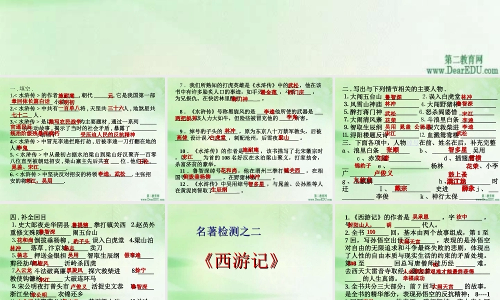 中考语文名著检测课件