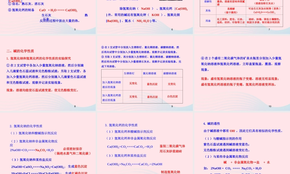 九年级化学下册 第七单元 第二节 碱及其性质课件 鲁教版 课件