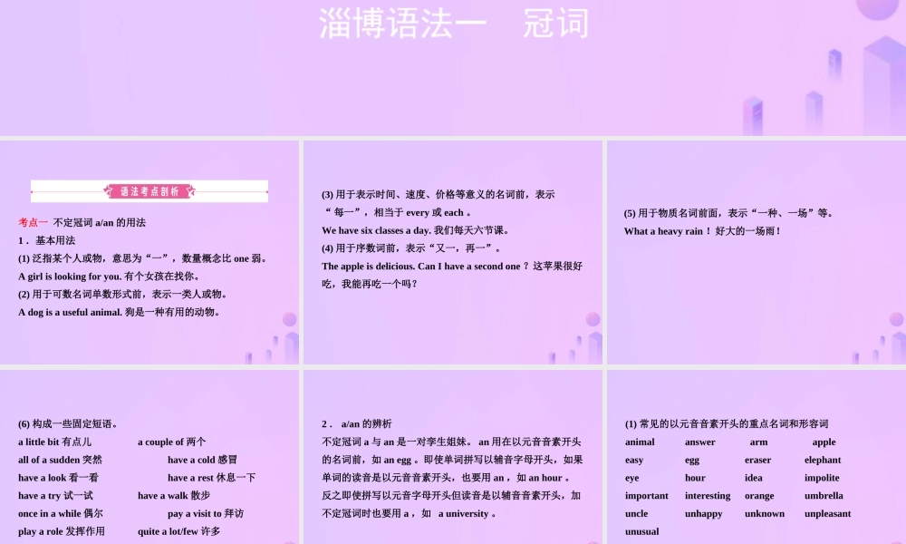 中考英语复习 语法一 冠词课件