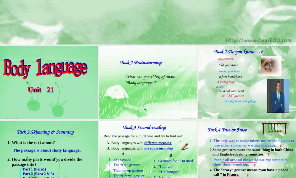 Unit21 body language 人教版1 课件