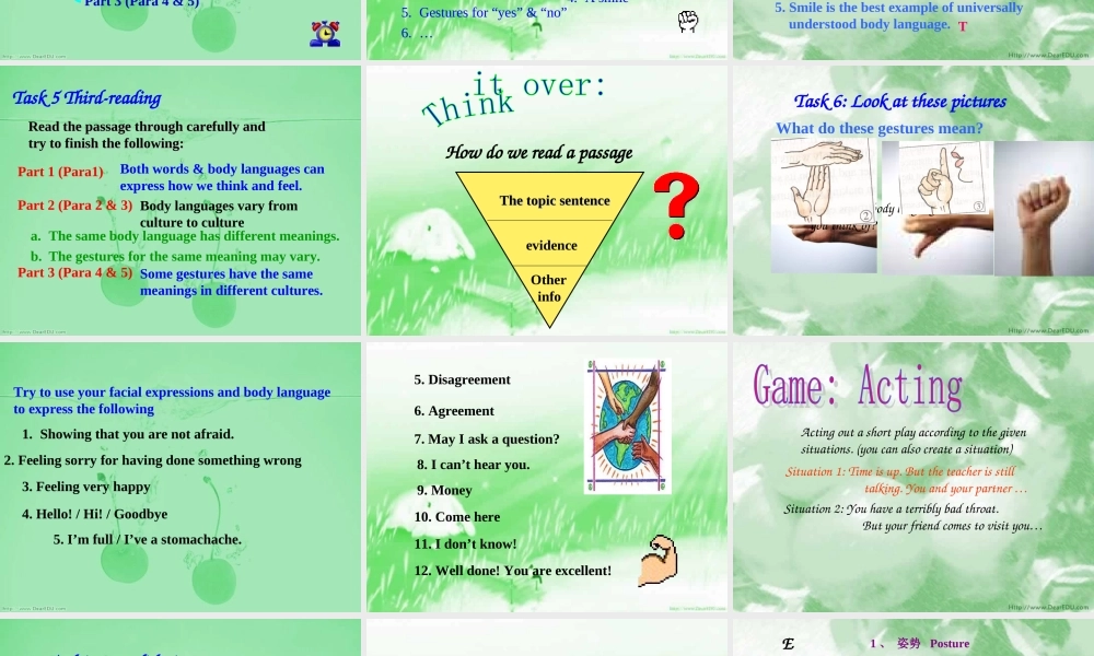 Unit21 body language 人教版1 课件