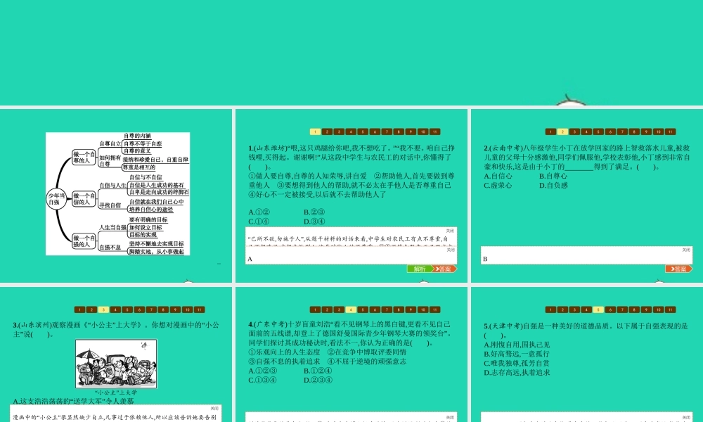 七年级政治上册 第4单元 少年当自强单元整合课件 北师大版 课件