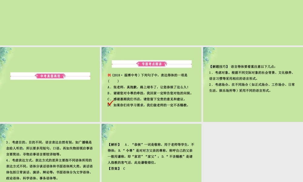 中考语文 专题八 语言表达得体课件