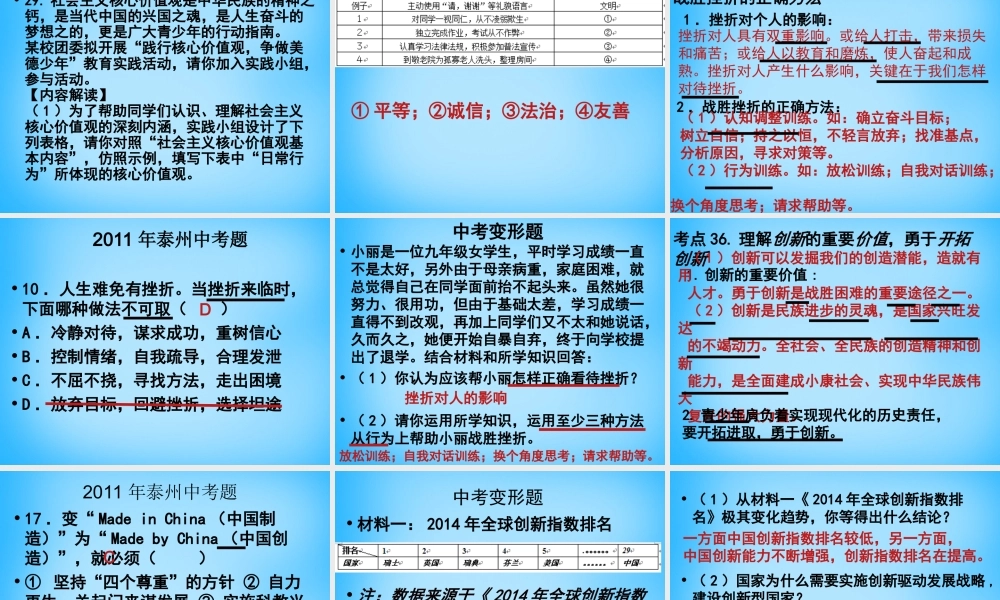 九年级 考点33 38复习课件