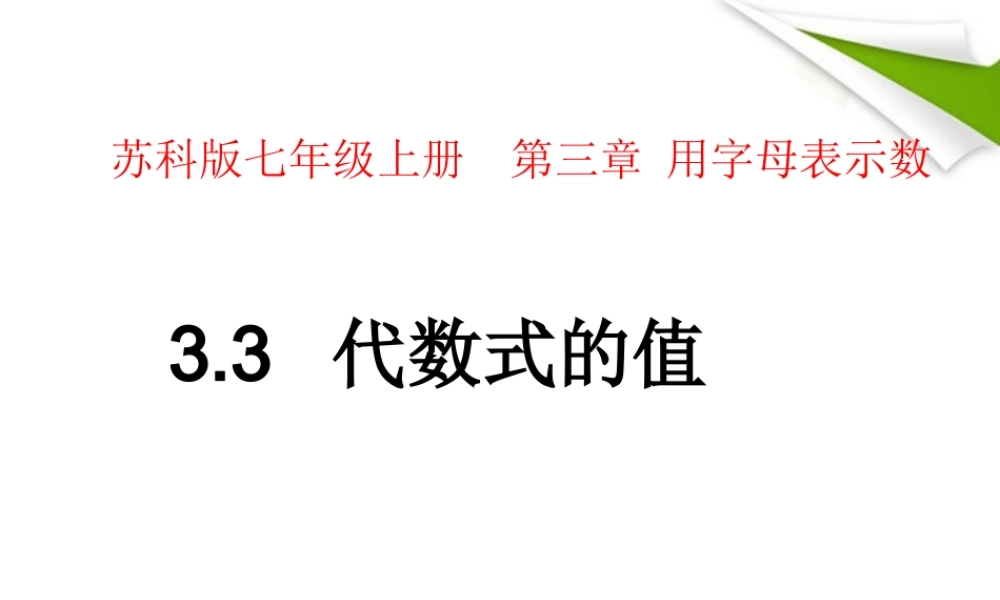 七年级数学上册 3.3代数式的值课件 苏科版 课件