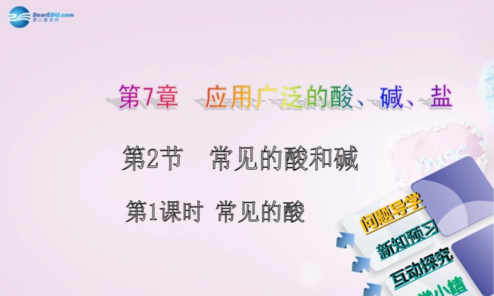 九年级化学下册 72(第1课时)常见的酸课件 (新版)沪教版 课件