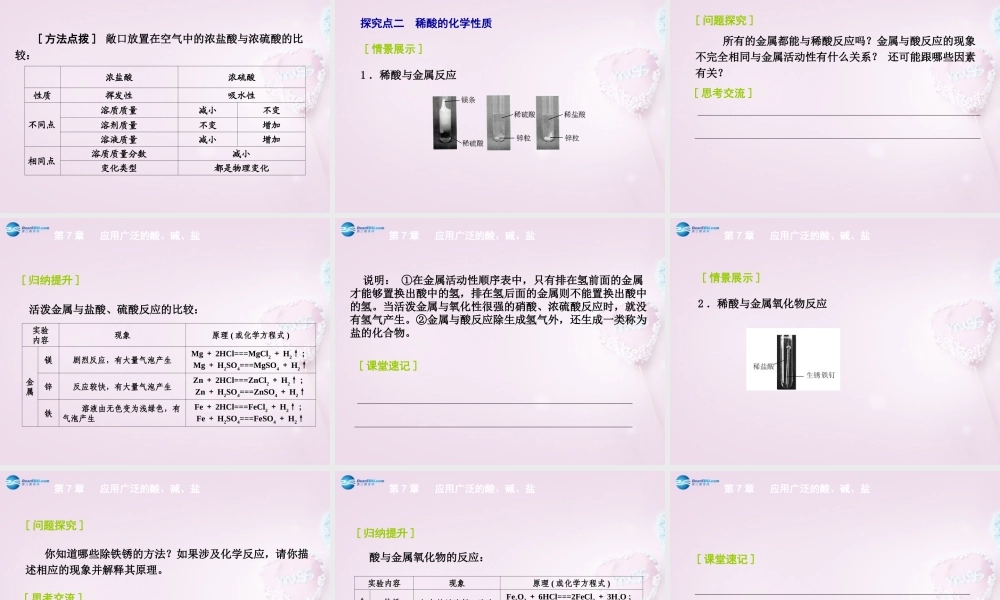 九年级化学下册 72(第1课时)常见的酸课件 (新版)沪教版 课件