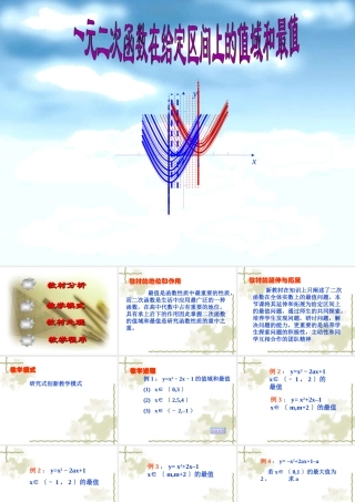 一元二次函数在给定区间上的值域和最值 课件