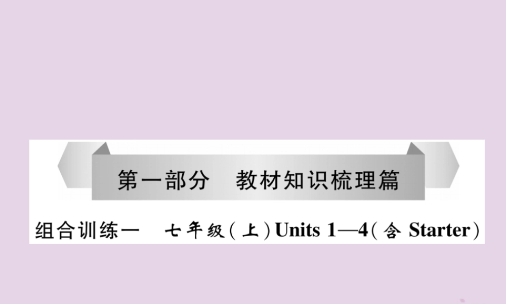 中考英语总复习 第一篇 教材知识梳理篇 组合训练1 七上 Units 1 4(含Starter)(精练)课件