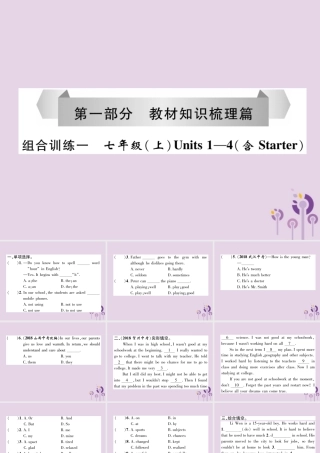 中考英语总复习 第一篇 教材知识梳理篇 组合训练1 七上 Units 1 4(含Starter)(精练)课件