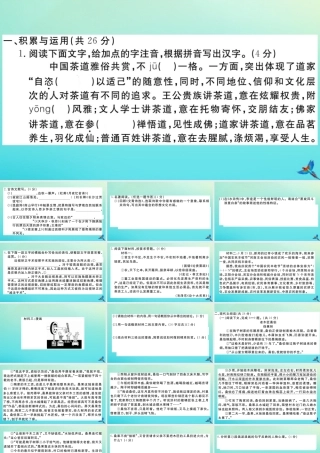 (河南专版)九年级语文上册 第二单元 检测卷作业课件 新人教版 课件