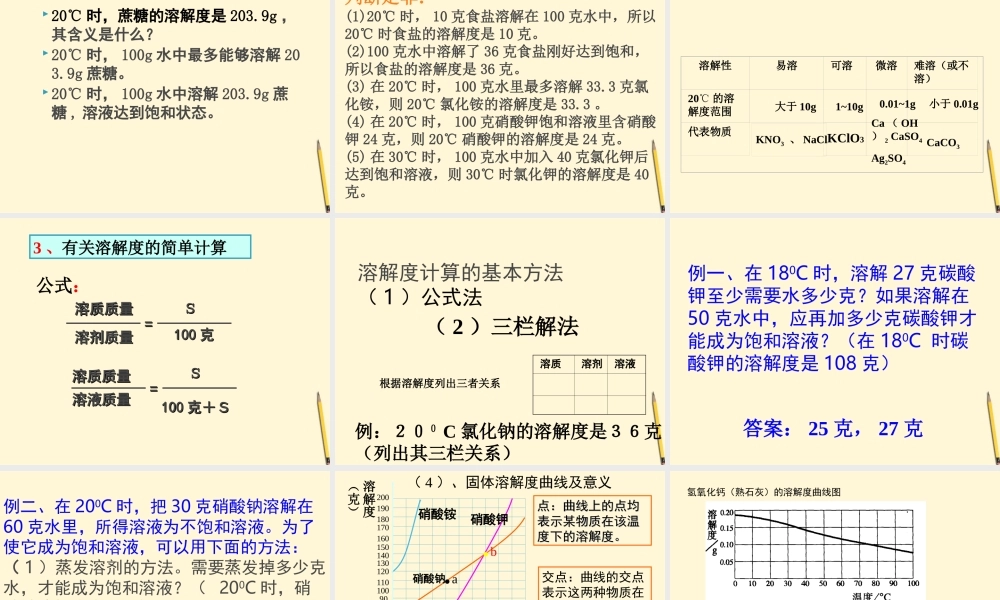 九年级化学(溶液与溶解度)课件 人教新课标版 课件
