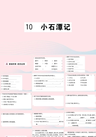 (河南专版)八年级语文下册 第三单元 10 小石潭记习题课件 新人教版 课件