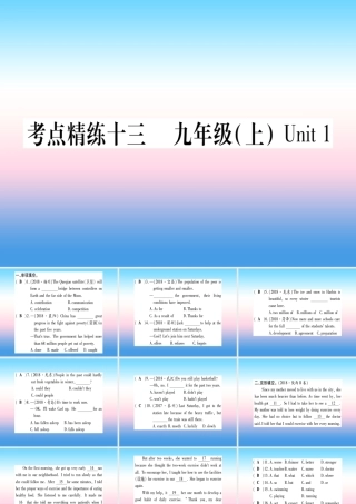 中考英语准点备考 第一部分 教材系统复习 考点精练十三 九上 Unit 1课件