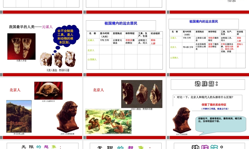 七年级历史上册 第1课祖国境内远古居民课件 人教新课标版 课件