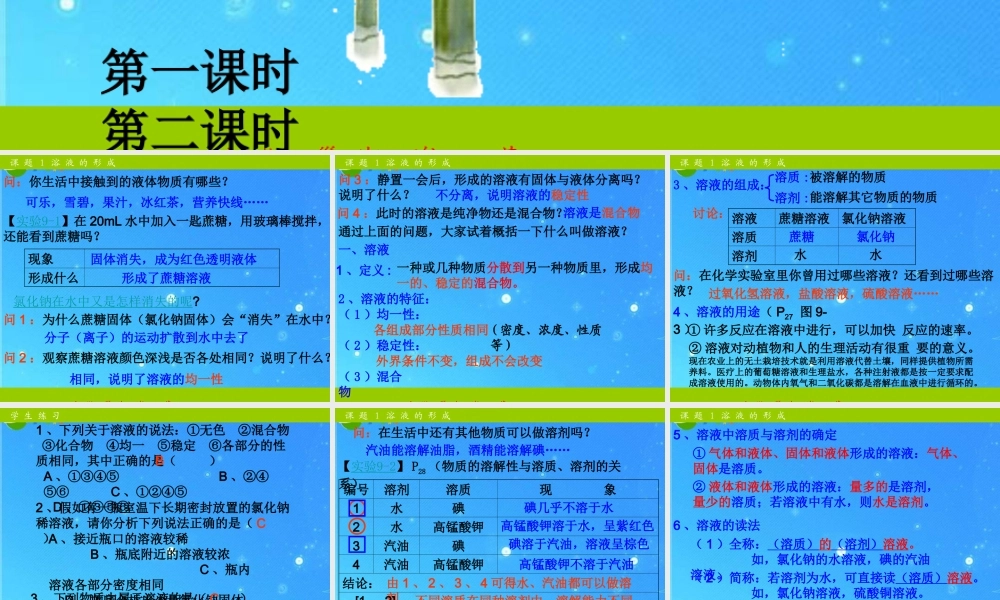 九年级化学下册 第九单元课题1溶液的形成课件 人教新课标版 课件