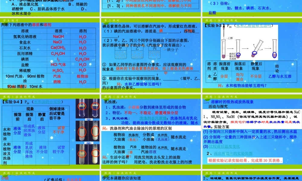九年级化学下册 第九单元课题1溶液的形成课件 人教新课标版 课件