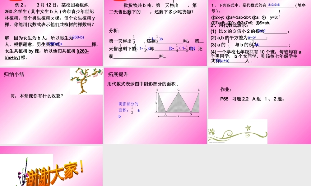 七年级数学上 2.2 列代数式(1) 课件北师大版 课件