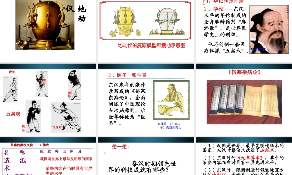 七年级历史上册 第16课昌盛的秦汉文化课件 人教新课标版 课件