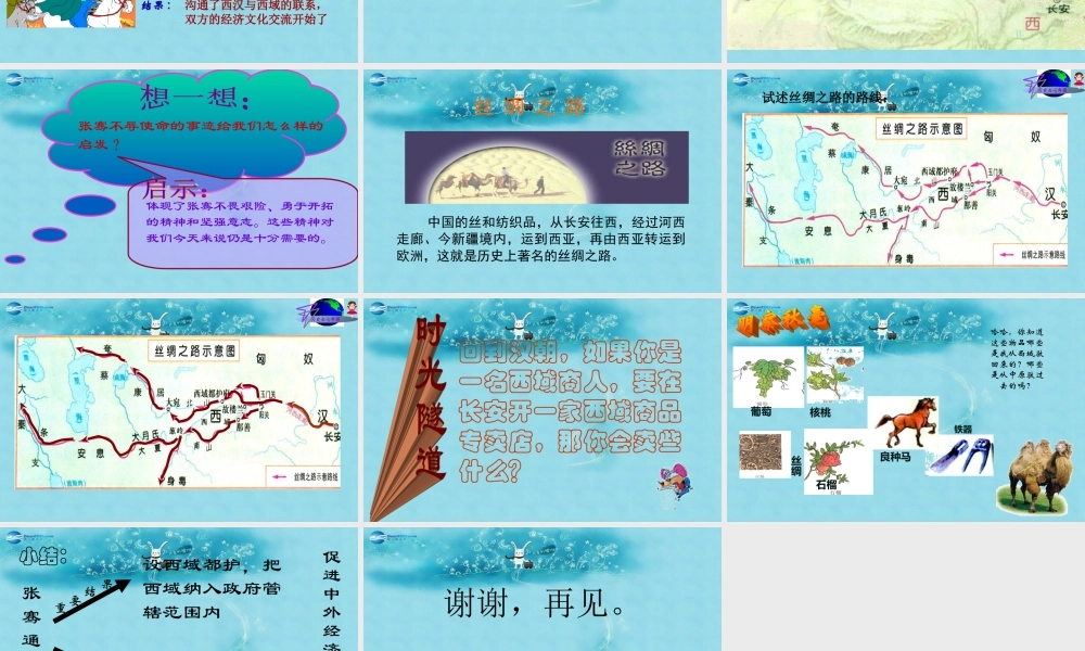 七年级历史上册 第16课(秦汉开拓西域和丝绸之路)课件 北师大版 课件