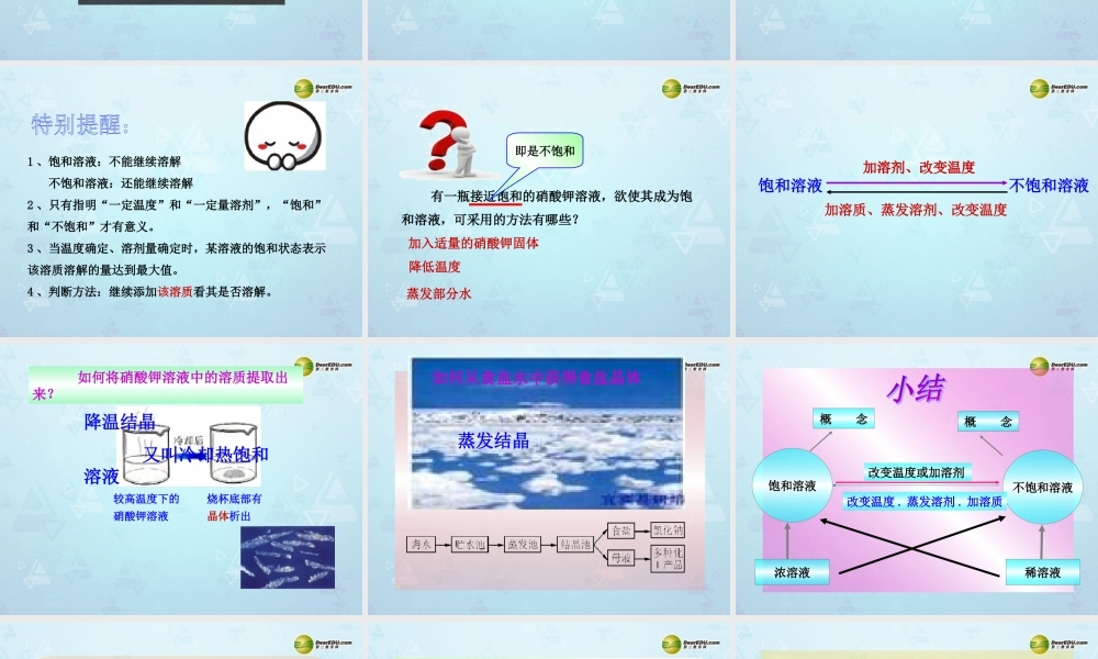 九年级化学下册 第9单元 课题3 第1课时 饱和溶液课件 新人教版 课件