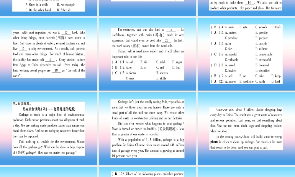 中考英语准点备考 第一部分 教材系统复习 考点精练十四 九上 Unit 2课件