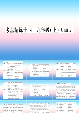 中考英语准点备考 第一部分 教材系统复习 考点精练十四 九上 Unit 2课件