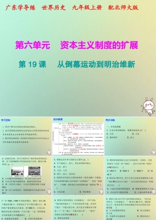 九年级历史上册 第19课 从倒幕运动到明治维新课件 北师大版 课件