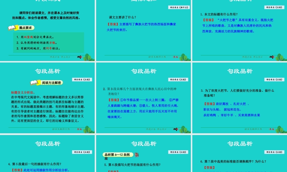 (秋季版)七年级语文上册 第三单元 第13课(火把节之歌)课件 苏教版 0909212