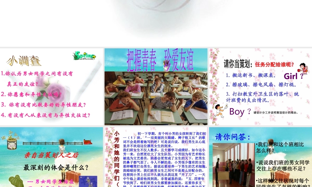 七年级政治下册 把握青春珍爱友谊(自己)课件 鲁教版 课件