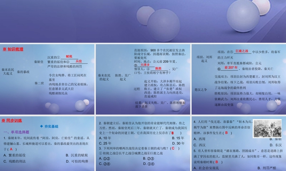 七年级历史上册 第3单元 秦汉时期 统一多民族国家的建立和巩固 第10课 秦末农民大起义课件 新人教版 课件