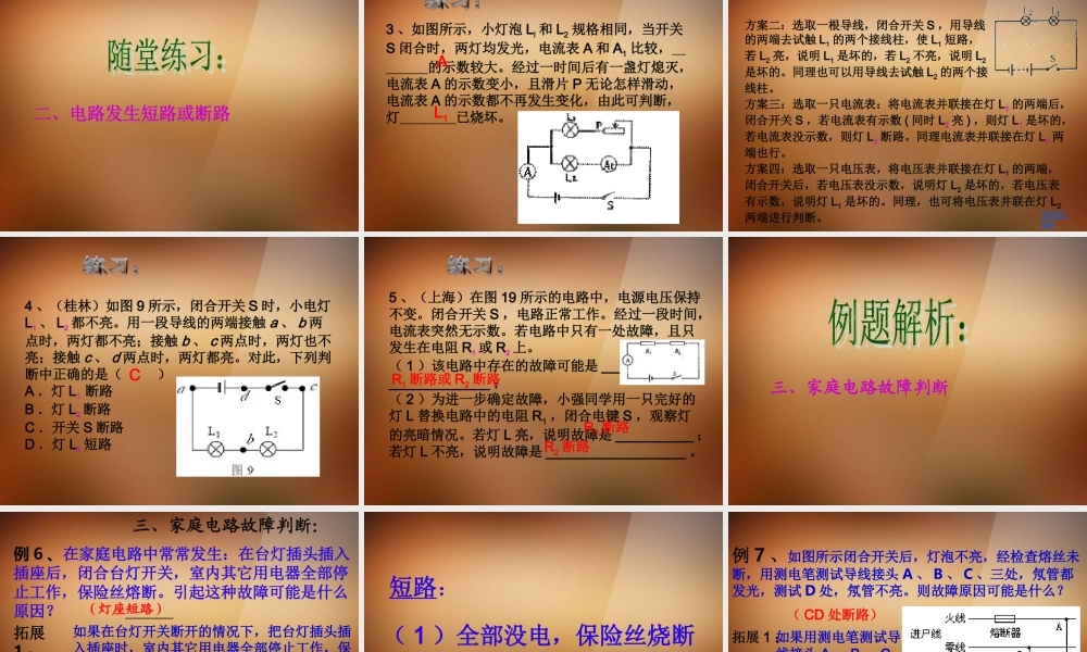 中考科学专题复习 电路故障题精解课件
