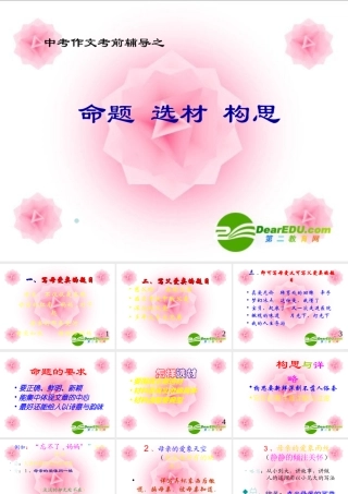 中考语文作文考前辅导课件 命题 选材 构思 课件