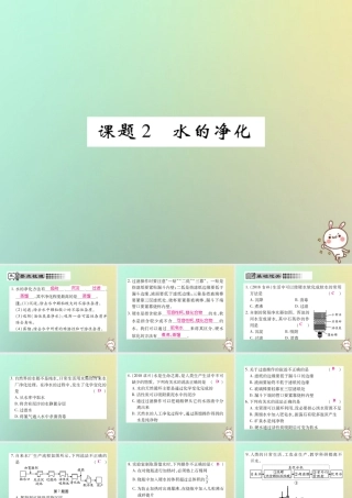 九年级化学上册 第四单元 自然界的水 课题2 水的净化课件 (新版)新人教版 课件