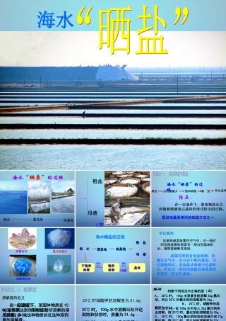 九年级化学下册 第八单元 第二节 第一课时 海水 晒盐 的过程 溶解度课件 (新版)鲁教版 课件