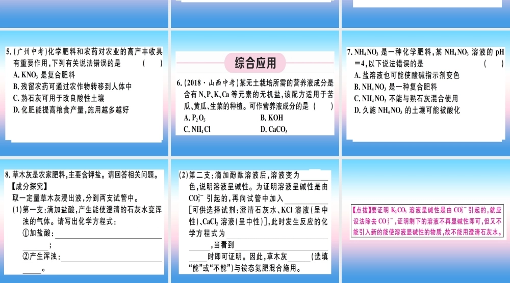 九年级化学下册 第十一单元 盐 化肥 第1课时 化学肥料习题课件 (新版)新人教版 课件