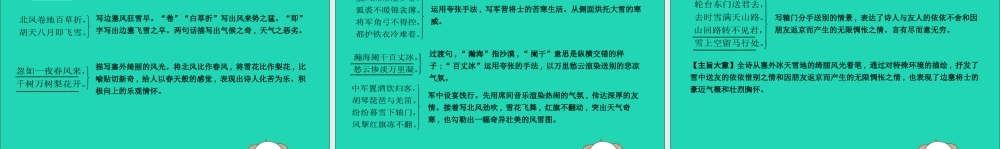 中考语文总复习 第一部分 教材基础自测 九下 古诗文 诗词曲五首 白雪歌送武判官归京课件 新人教版 课件