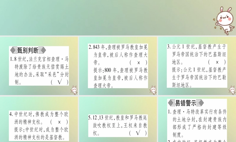 九年级历史上册 第2单元 中古时期的欧洲和亚洲 第6课 西欧封建国家课件 中华书局版 课件